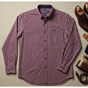 Chaps Mens Easy Care Button-size Xl Down Long Sleeve Shirt Purple Plaid